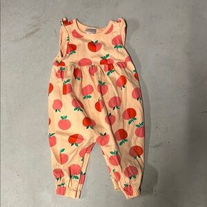 Peach Print Sleeveless Baby Romper - Peach Pink